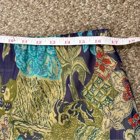 Coldwater Creek Blue, Green, and Teal Bohemian Print Tiered Maxi Skirt Sz Large - Picture 7 of 8